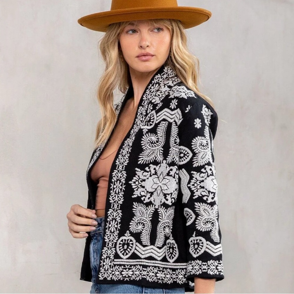 Jacket LOVE STITCH Nora Embroidered Jacket / Structured Cardigan / Boho - Picture 4 of 7